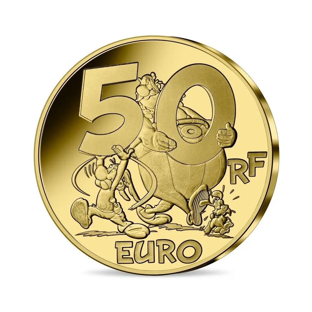 (EUR07.Proof.2022.10041361430000) 50 euro France 2022 Proof gold - Asterix Reverse (zoom)