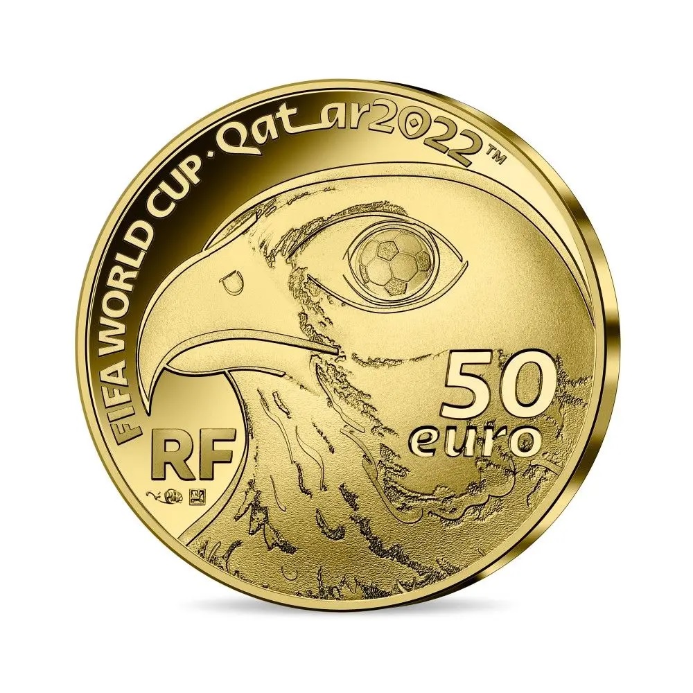(EUR07.Proof.2022.10041364990000) 50 euro France 2022 Proof gold - FIFA World Cup Qatar Obverse (zoom)