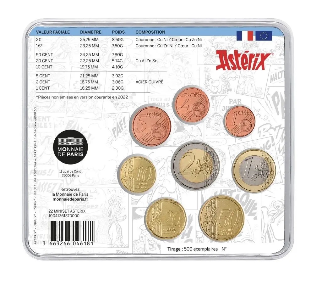 (EUR07.mini-set.2022.10041361370000) BU coin set France 2022 - Asterix Back (zoom)