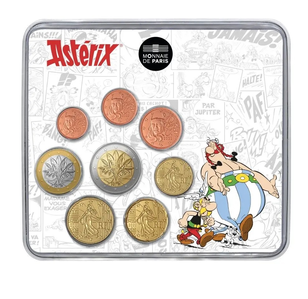 (EUR07.mini-set.2022.10041361370000) BU coin set France 2022 - Asterix Front (zoom)