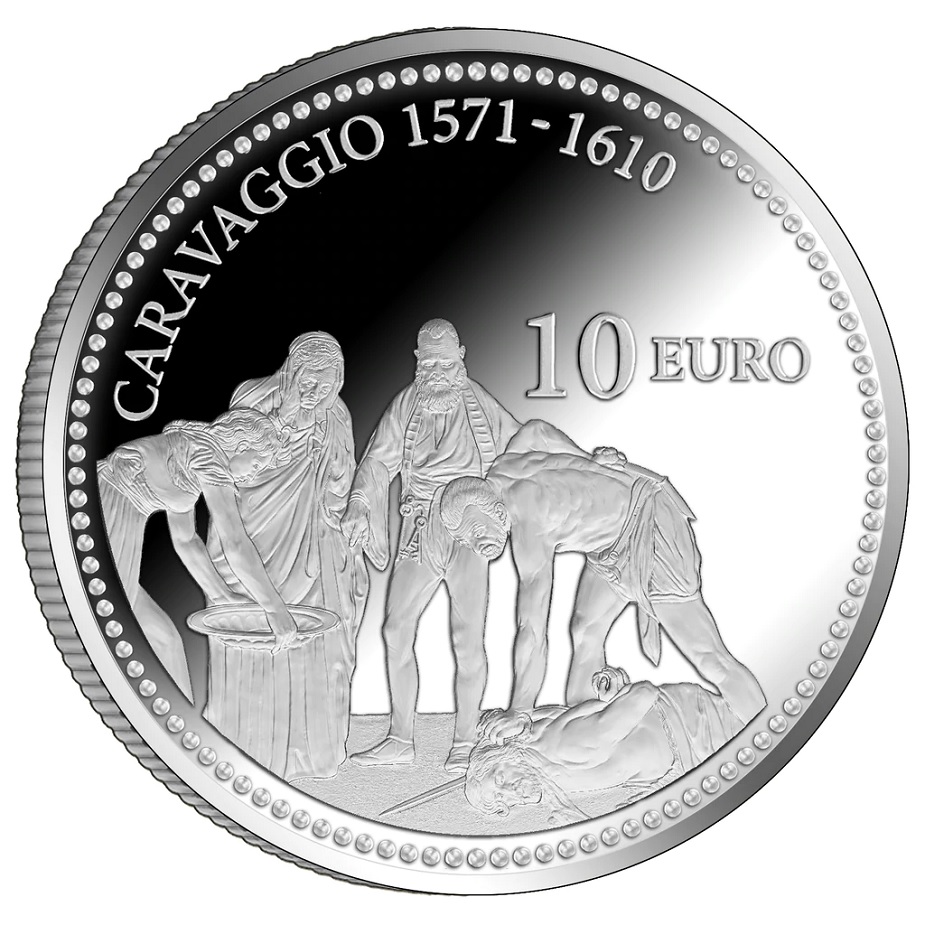 (EUR13.Proof.2022.10.E.2) 10 euro Malta 2022 Proof silver - The Beheading of Saint John, by Caravaggio Reverse (zoom)