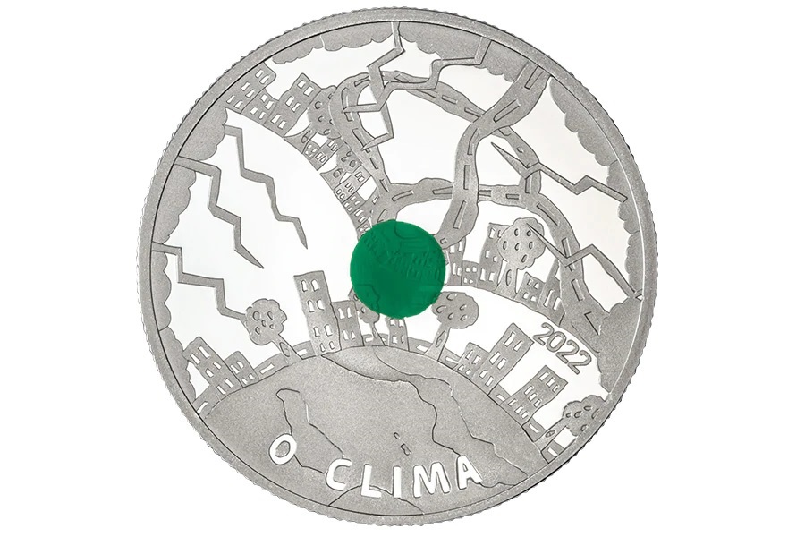 (EUR15.Proof.2022.1022813) 5 euro Portugal 2022 Proof silver - Climate (green) Reverse (zoom)