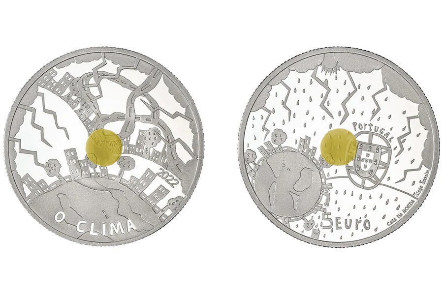 (EUR15.Proof.2022.1025481) 5 € Portugal 2022 Proof silver - Climate (yellow) (zoom)