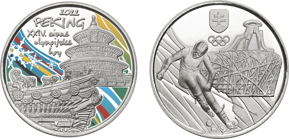 (EUR17.Proof.set.2022.501478) Proof coin set Slovakia 2022 - Olympic Winter Games, Beijing (medal) (zoom)