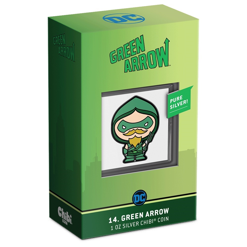 (W160.2.D.2022.30-01229) 2 $ Niue 2022 1 ounce Proof Ag - Chibi Green Arrow (packaging) (zoom)