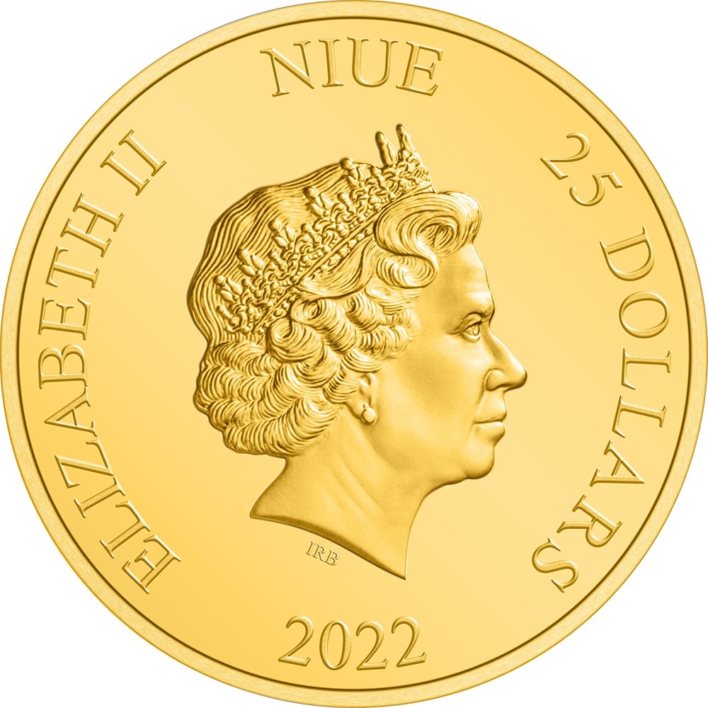 (W160.25.D.2022.30-01201) 25 Dollars Niue 2022 quarter oz Proof gold - Gollum Obverse (zoom)