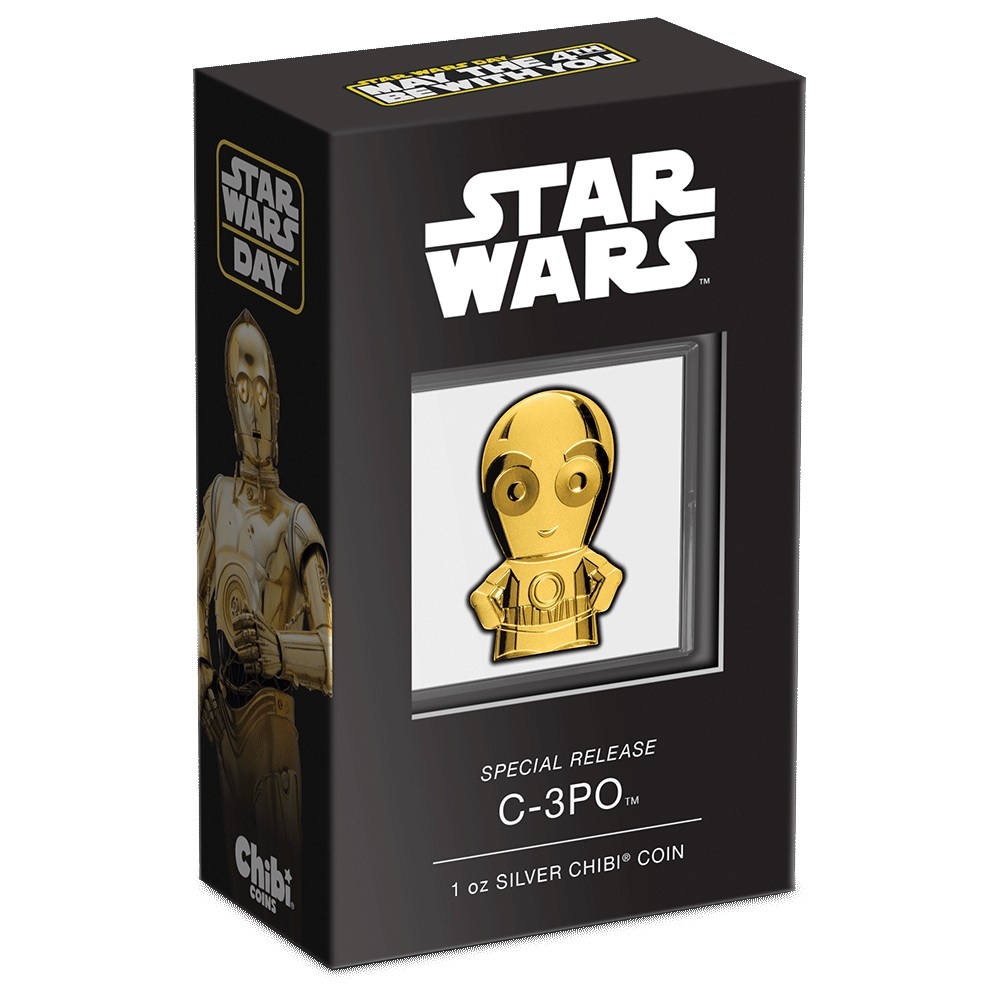 2 Dollars Niue 2022 1 ounce Proof silver - Chibi C-3PO (packaging) (zoom)