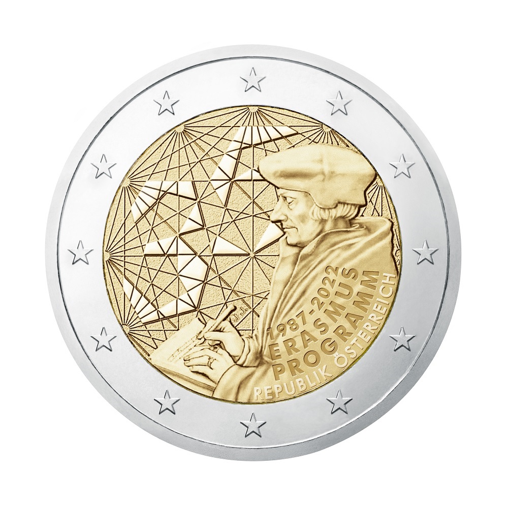 2 euro commemorative coin Austria 2022 - Erasmus Programme Obverse (zoom)