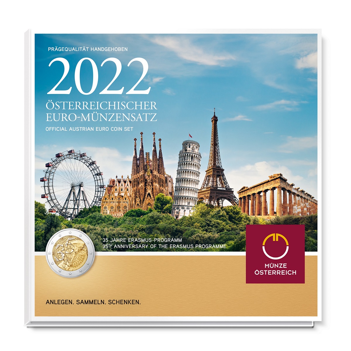 (EUR01.BU.set.2022.25158) BU coin set Austria 2022 (Erasmus Programme) (zoom)