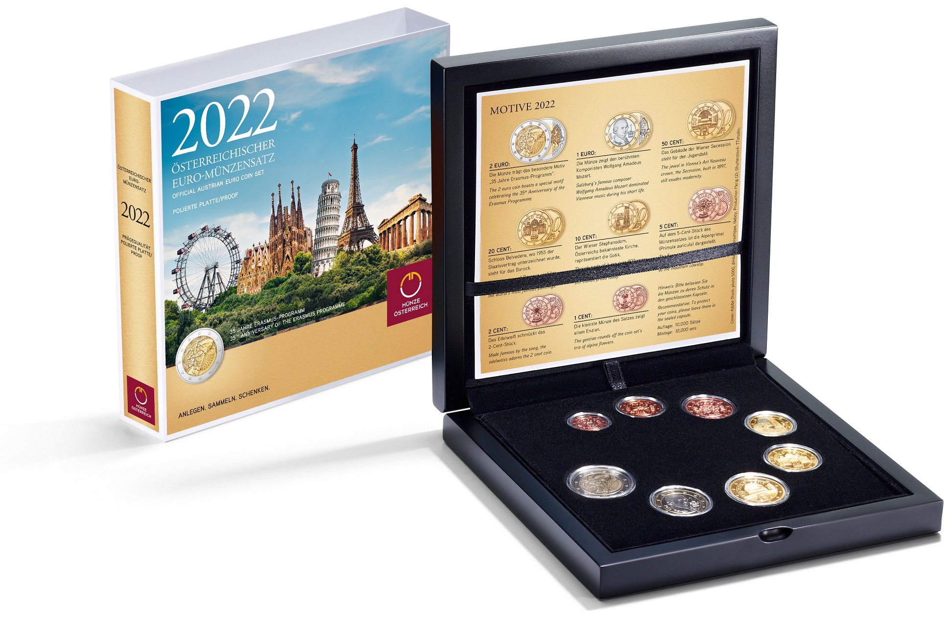 (EUR01.Proof.set.2022.25160) Proof coin set Austria 2022 (Erasmus Programme) (zoom)
