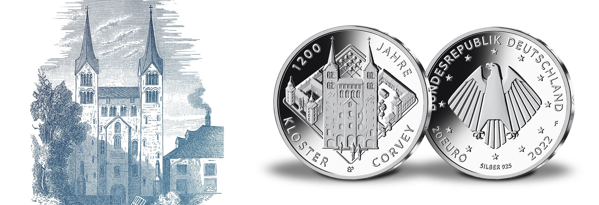 (EUR03.Proof.2022.910109sf5) 20 € Germany 2022 F Proof silver - Abbey of Corvey (blog illustration) (zoom)