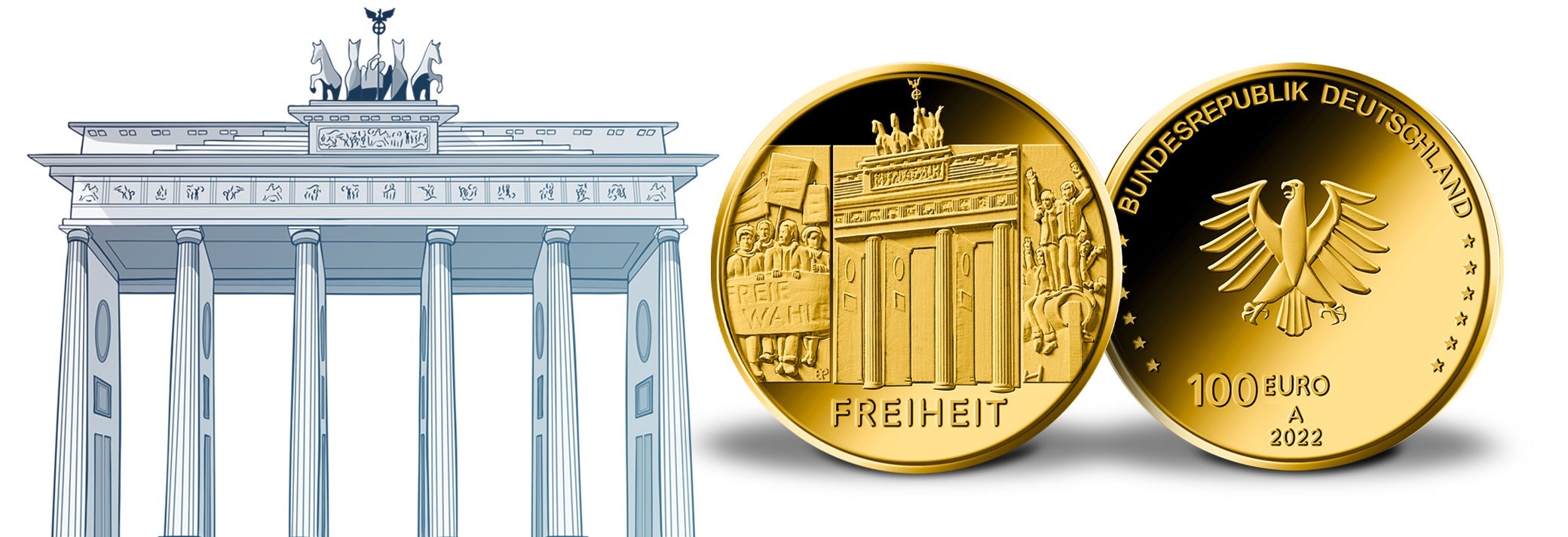 (EUR03.Proof.2022.SGM2201M41S5) 100 € Germany 2022 A BU gold - Liberty (blog illustration) (zoom)