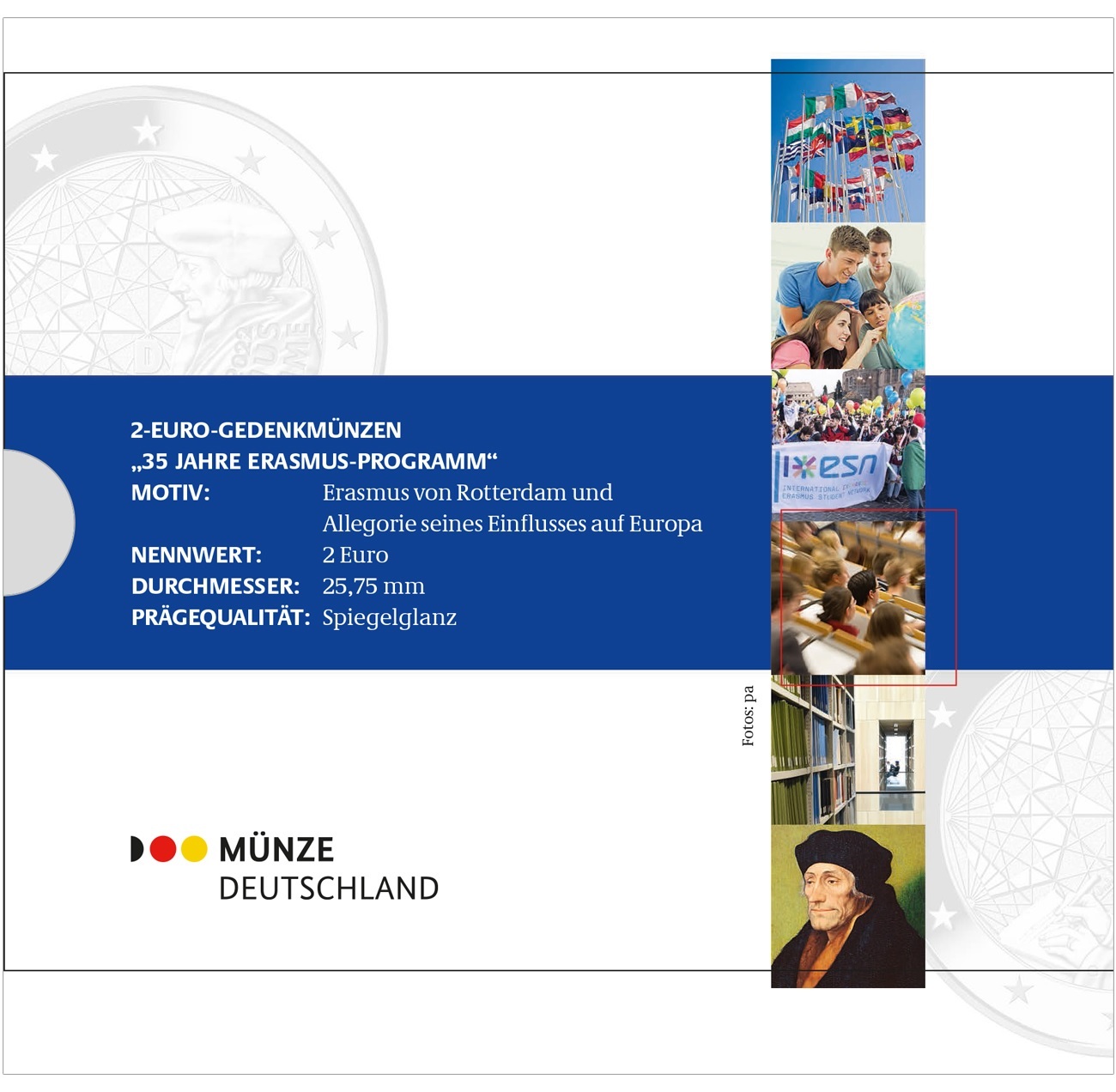 (EUR03.Proof.set.2022.2.s) Coin set 2 euro Germany 2022 Proof - Erasmus Program (zoom)