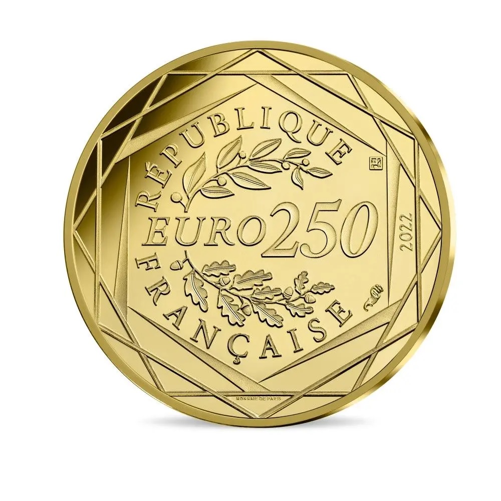 (EUR07.BU.2022.10041364310001) 250 euro France 2022 BU gold - Asterix Reverse (zoom)