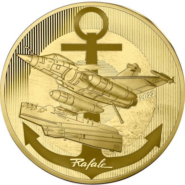 (EUR07.Proof.2022.10041365910000) 50 euro France 2022 Proof gold – Rafale Obverse (zoom)