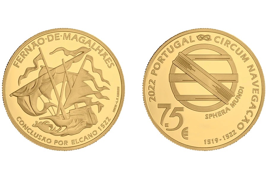 (EUR15.Proof.2022.1023632) 7 euro and a half Portugal 2022 Proof Au - Magellan (zoom)