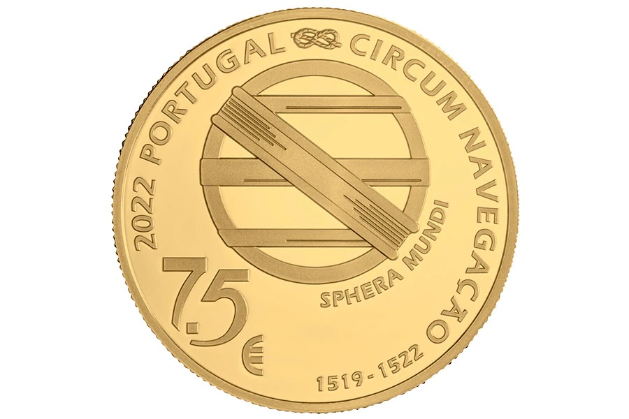 (EUR15.Proof.2022.1023632) 7 euro and a half Portugal 2022 Proof gold - Magellan Obverse (zoom)