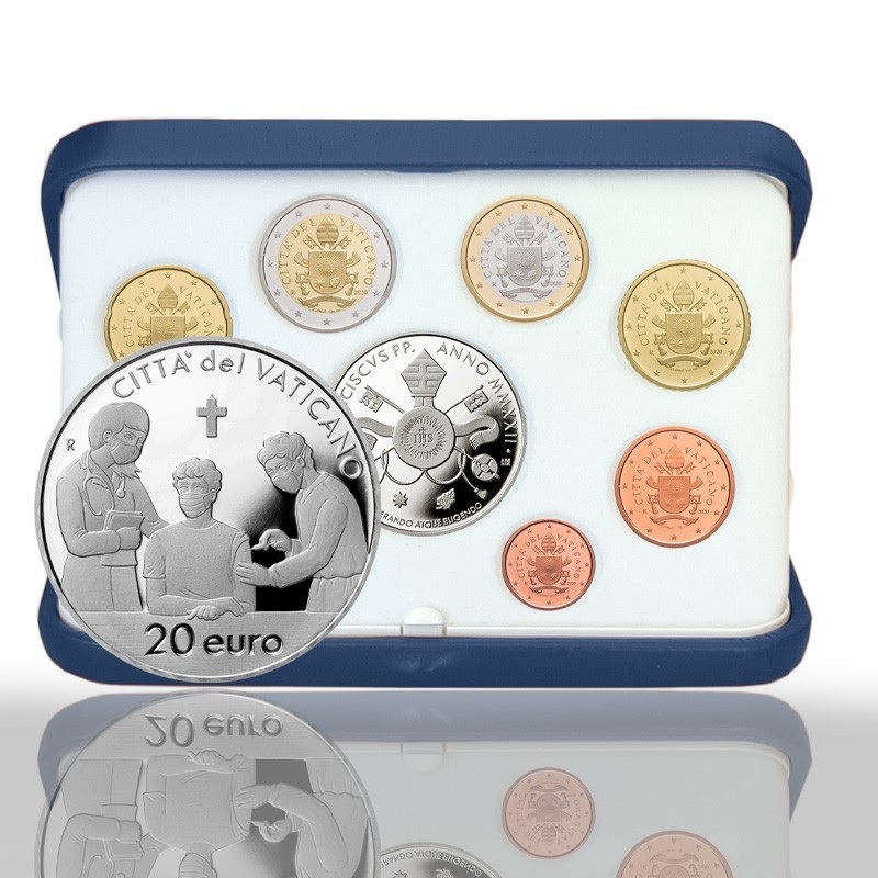 (EUR19.Proof.set.2022.CN1613) Proof coin set Vatican 2022 - Treatments to counter the pandemic (zoom)