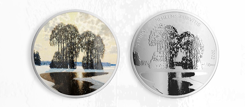 (EUR21.Proof.2022.5.E.1) 5 € Latvia 2022 Proof silver - Vilhelms Purvītis (blog illustration) (zoom)
