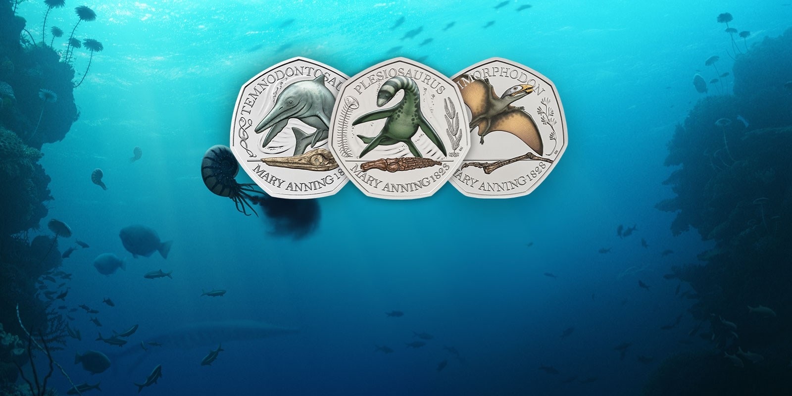Royal Mint The Mary Anning Collection (shop illustration) (zoom)