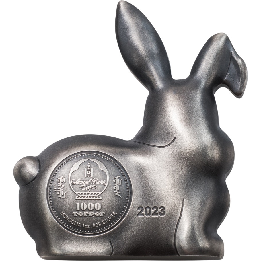 (W151.1000.Tögrög.2023.30005) 1000 Tögrög Mongolia 2023 1 oz Proof silver - Year of the Rabbit Obverse (zoom)