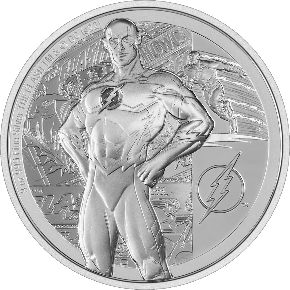 (W160.10.D.2022.30-01252) 10 Dollars Niue 2022 3 oz Proof silver - The Flash Reverse (zoom)