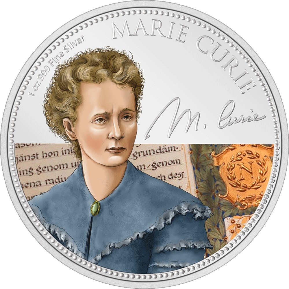 (W160.2.D.2022.30-01264) 2 Dollars Niue 2022 1 oz Proof silver - Marie Curie Reverse (zoom)
