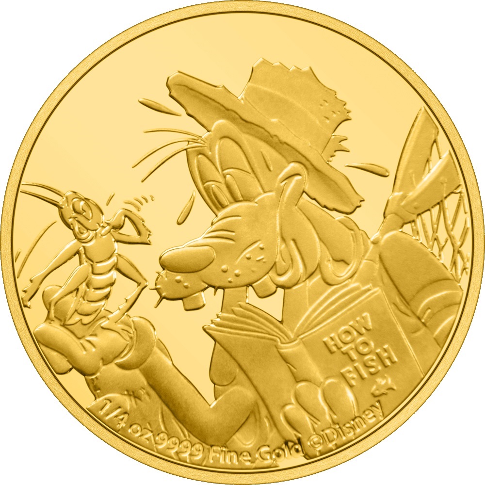 (W160.25.D.2022.30-01266) 25 Dollars Niue 2022 quarter oz Proof gold - Goofy Reverse (zoom)