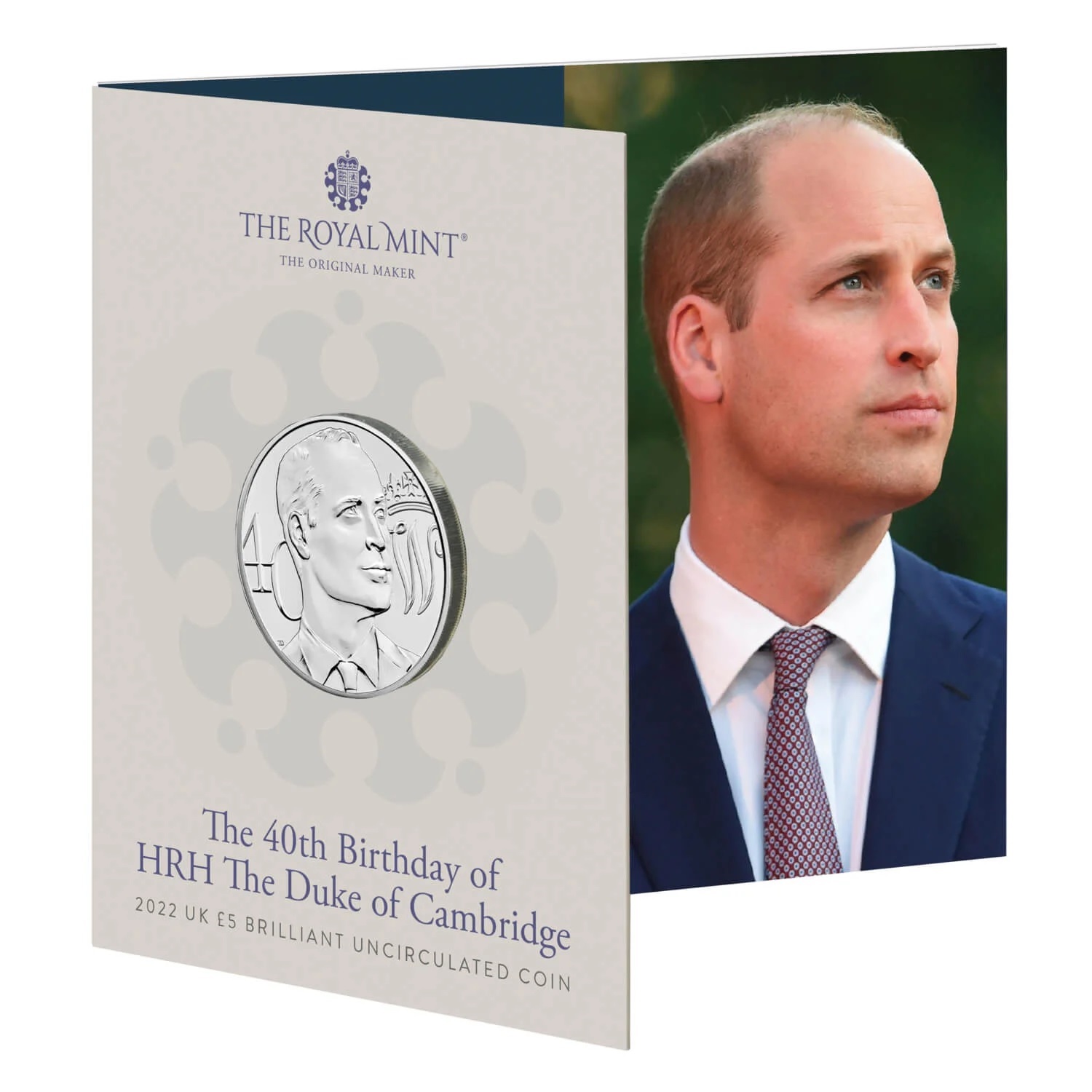 (W185.5.P.2022.UK22PWBU) 5 Pounds HRH The Duke of Cambridge 2022 BU (packaging) (zoom)