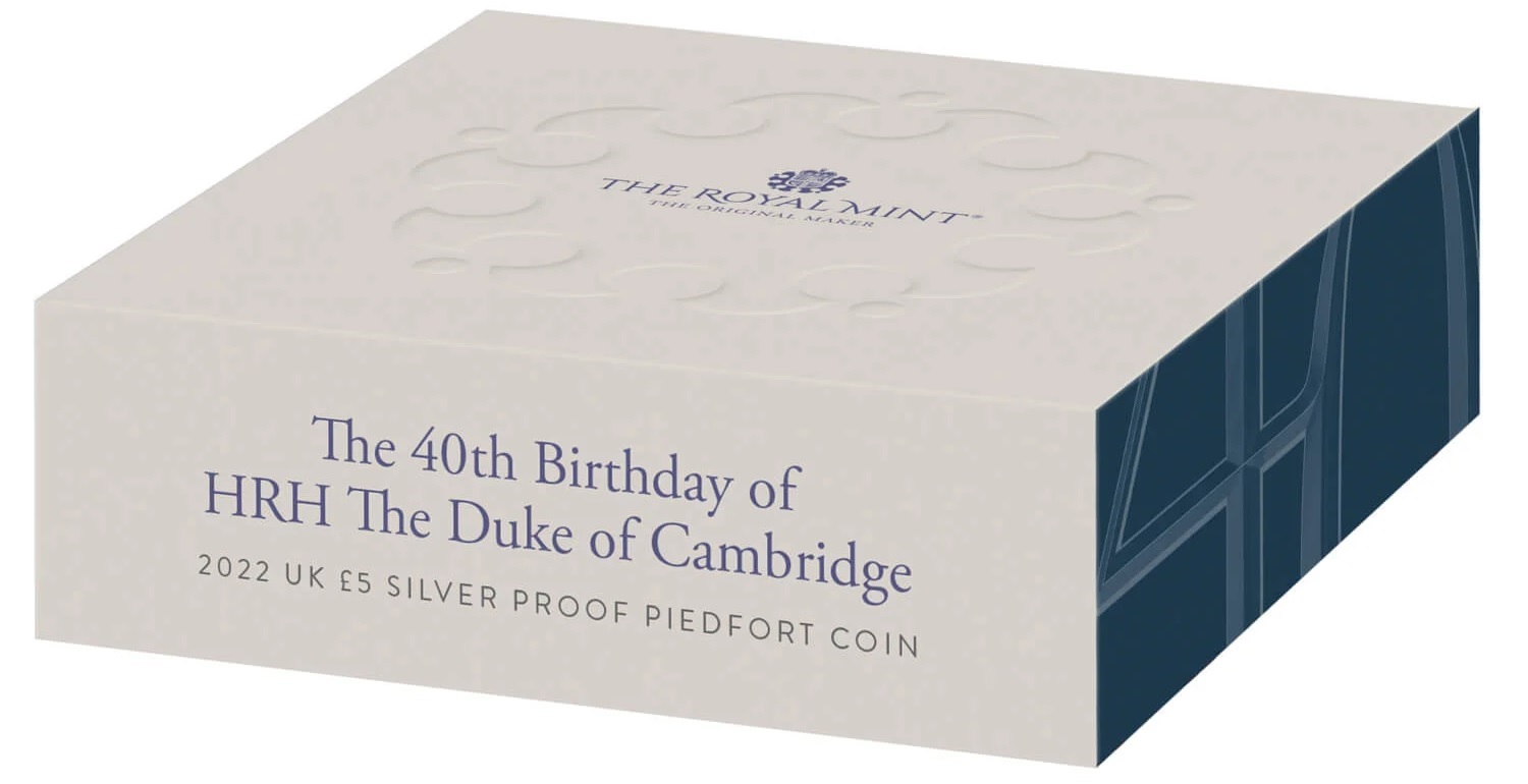 (W185.Piedfort.5.P.2022.UK22PWPF) Piedfort 5 £ HRH The Duke of Cambridge 2022 - Proof silver (packaging) (zoom)