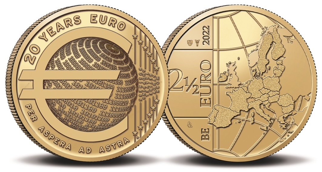 2 € and a half Belgium 2022 BU - 20 years of euro cash - French legend (zoom)