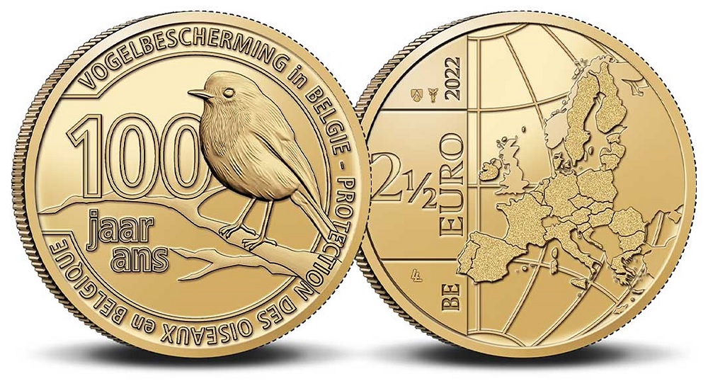 (EUR02.BU.2022.0114186) 2 € and a half Belgium 2022 BU - Bird protection - French legend (zoom)