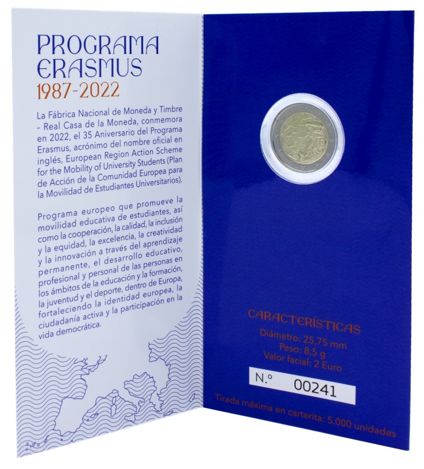 (EUR05.Proof.2022.32107184) 2 € Spain 2022 Proof - Erasmus Programme (packaging) (zoom)