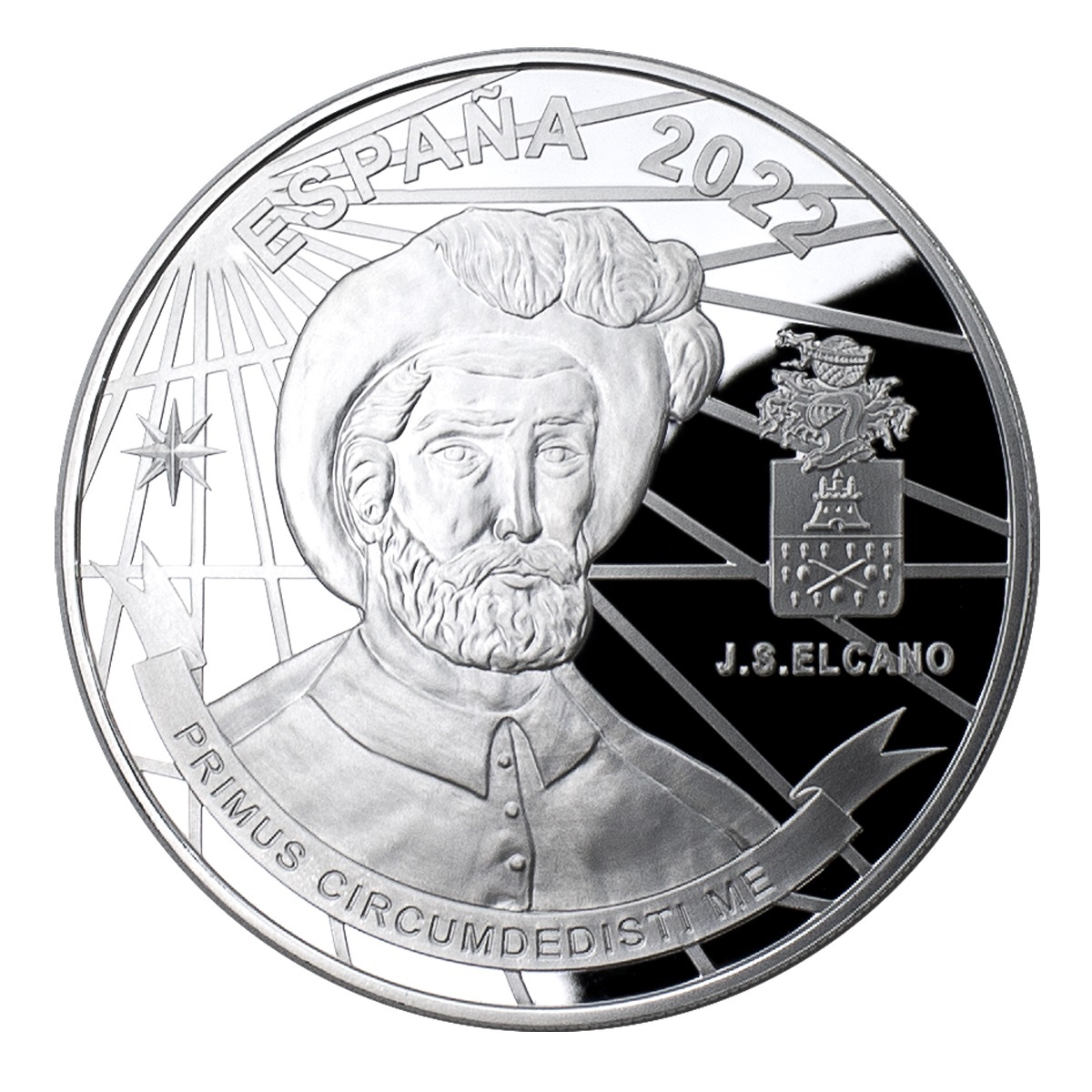 (EUR05.Proof.2022.92927010) 10 euro Spain 2022 Proof silver - Round-the-world-voyage Obverse (zoom)