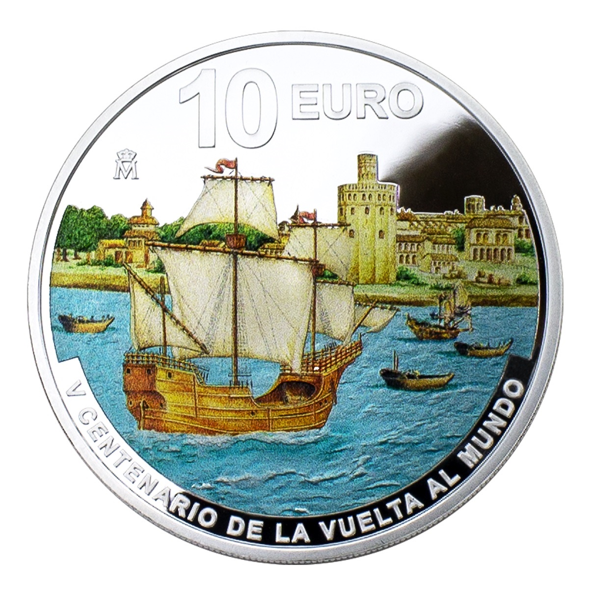 (EUR05.Proof.2022.92927010) 10 euro Spain 2022 Proof silver - Round-the-world-voyage Reverse (zoom)