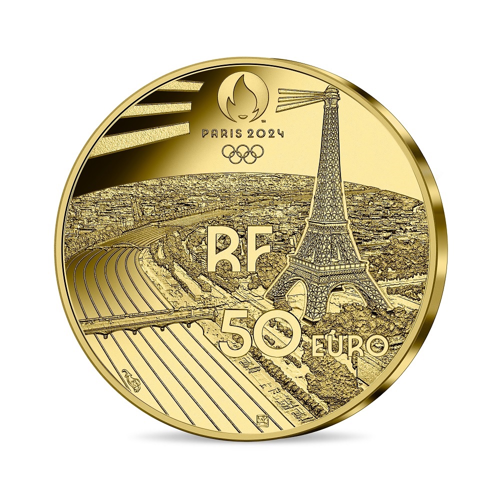 (EUR07.Proof.2022.10041366180000) 50 € France 2022 Proof Au - Paris Olympics 2024 (National Opera) Reverse (zoom)