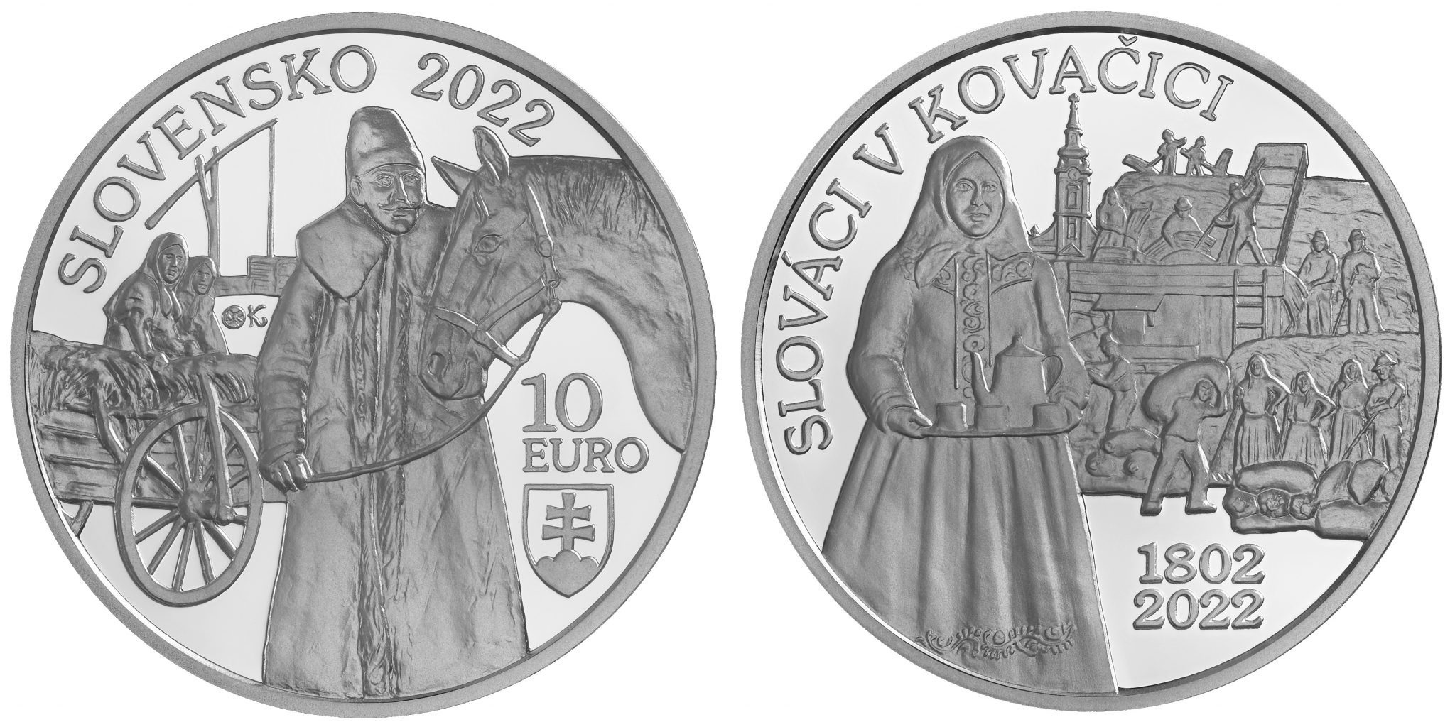 (EUR17.BU.2022.521107) 10 € Slovakia 2022 BU silver - Slovak emigration to Kovačica (zoom)
