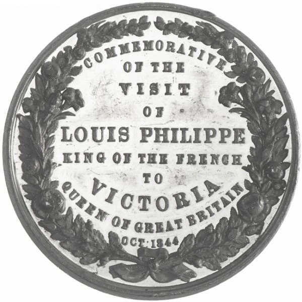 (MED185.1844.Sn.37.sup.plus.000000001) Tin medal - King Louis Philippe Queen Victoria Reverse (zoom)