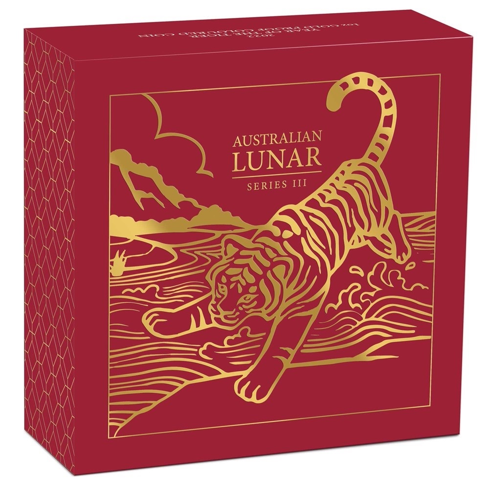 (W017.100.D.2022.3S2215DDAA) 100 $ Australia 2022 1 ounce Proof gold - Lunar Year of the Tiger (box) (zoom)