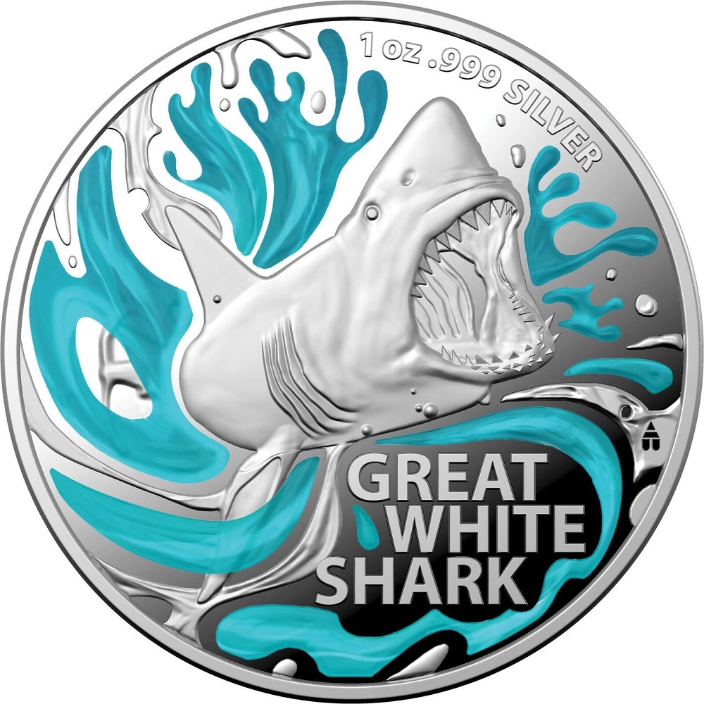 (W017.5.D.2022.1) 5 Dollars Australia 2022 1 ounce Proof silver - Great white shark Reverse (zoom)