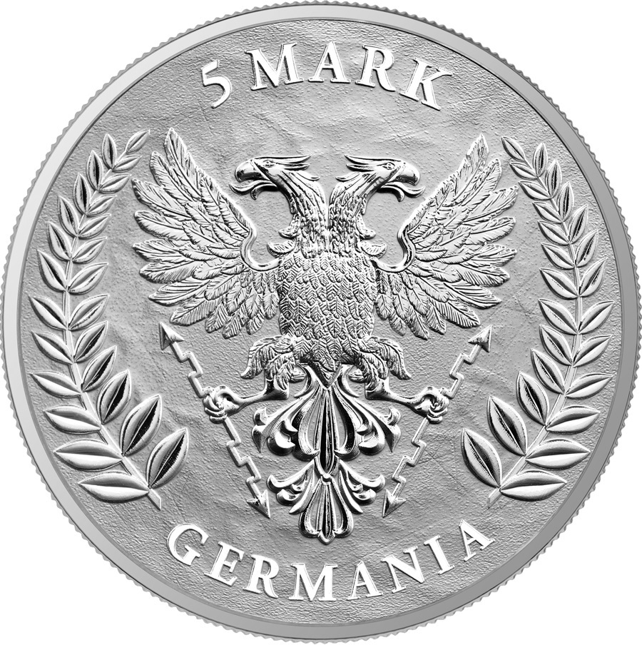(W078.1.5.M.2022.1.oz.Ag.1) 5 Mark Germania 2022 1 oz BU silver - Germania Obverse (zoom)