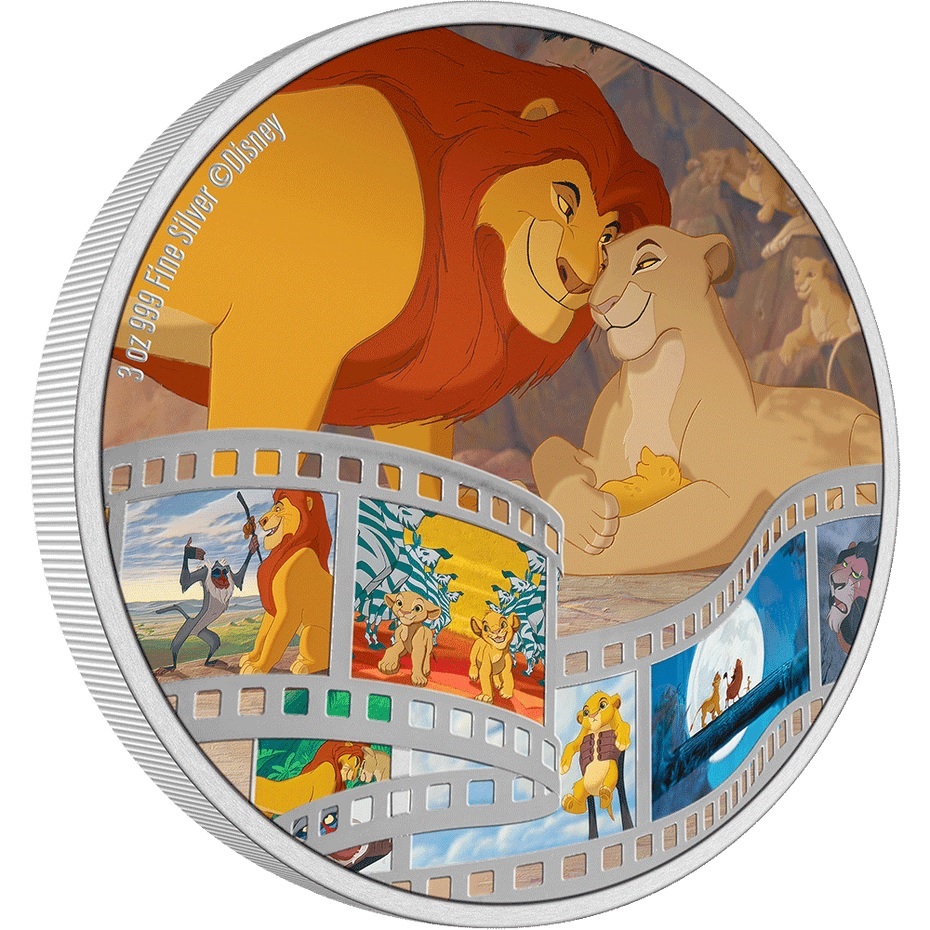 (W160.10.D.2022.30-01257) 10 Dollars Niue 2022 3 oz Proof Ag - The Lion King (edge) (zoom)
