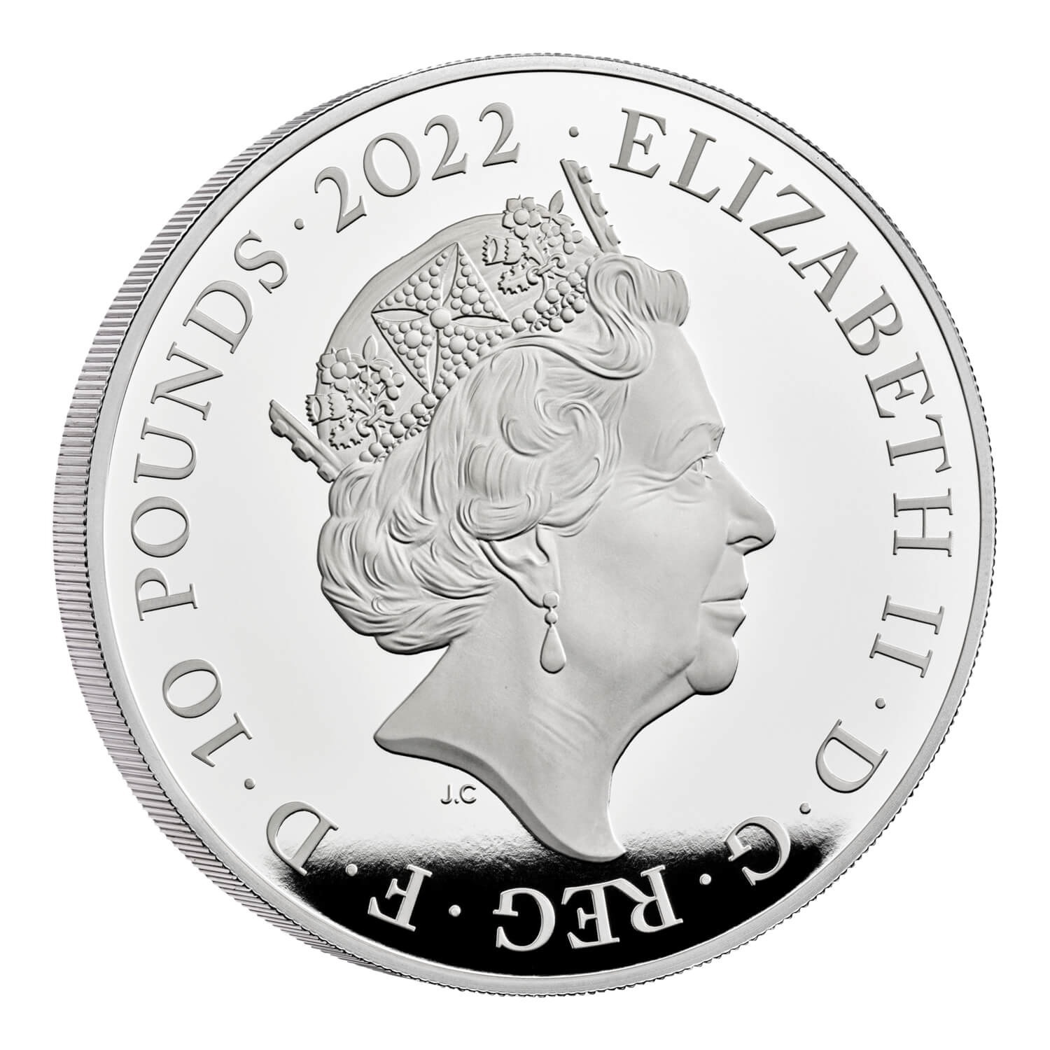 (W185.10.P.2022.UK22J1S5O) 10 Pounds United Kingdom 2022 5 oz Proof silver - King James I Obverse (zoom)