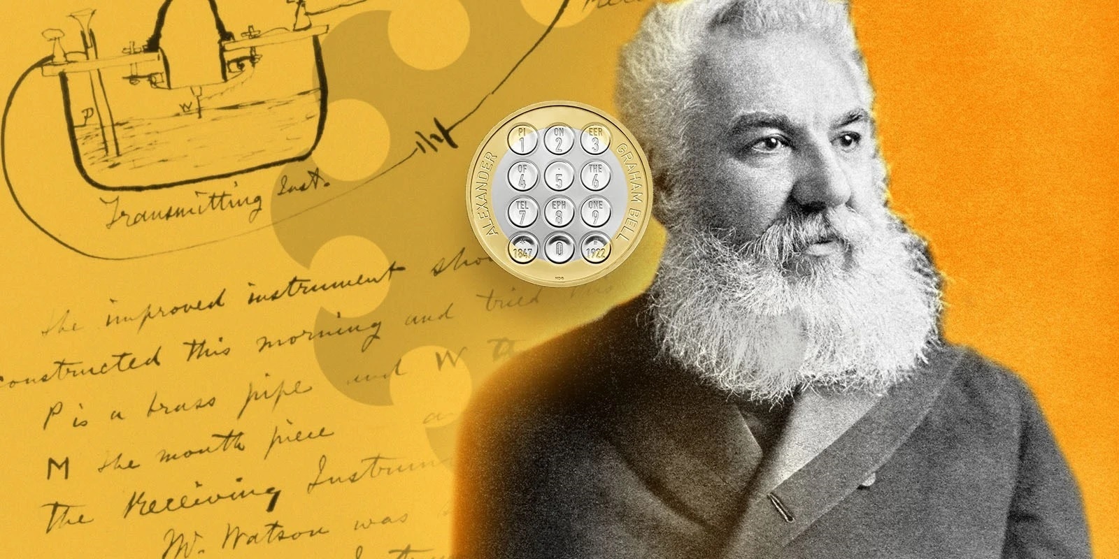 Royal Mint 100th anniversary of the death of Alexander Graham Bell 2022 (shop illustration) (zoom)