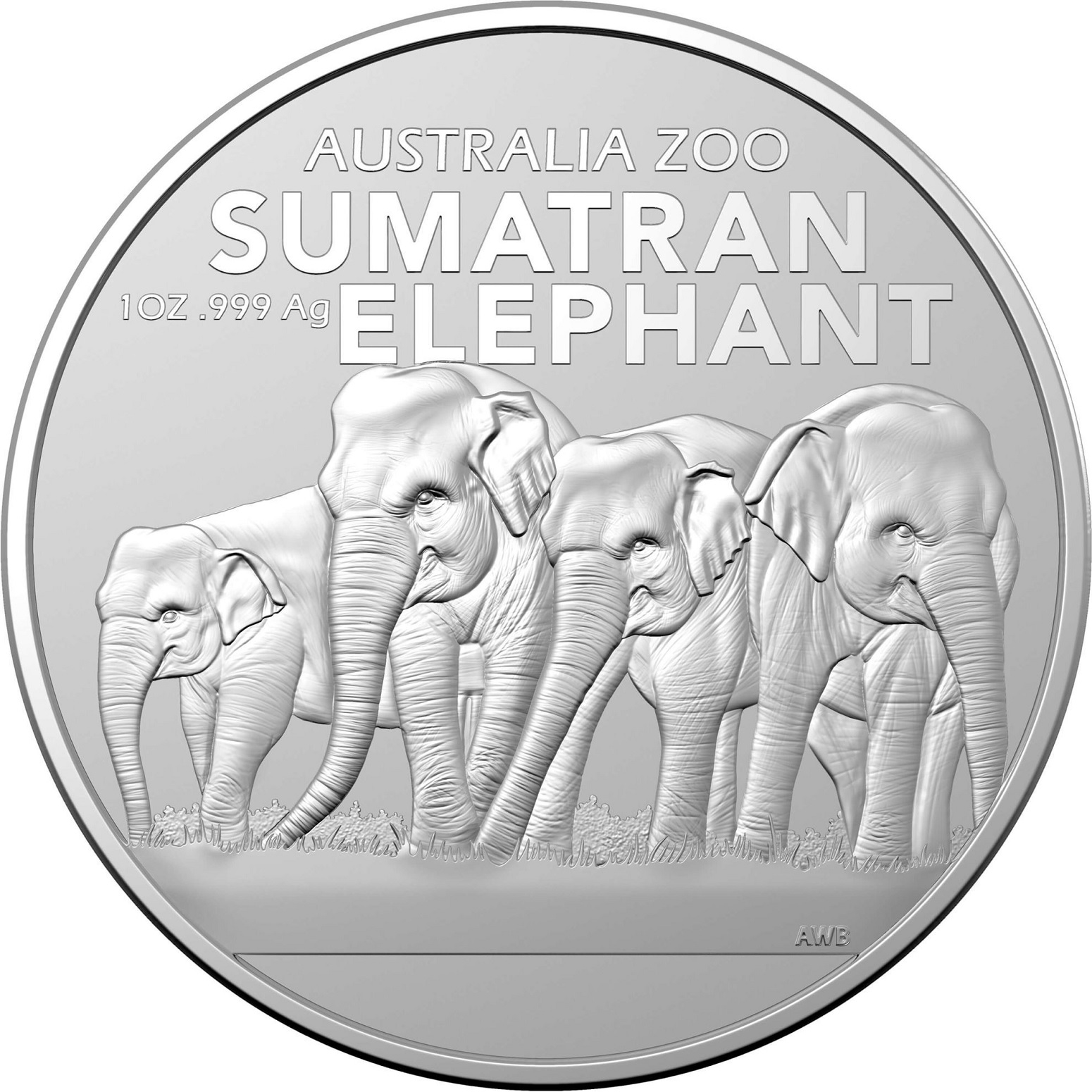(W017.1.D.2022.11069) 1 $ Australia 2022 1 oz BU silver - Sumatran Elephant Reverse (zoom)