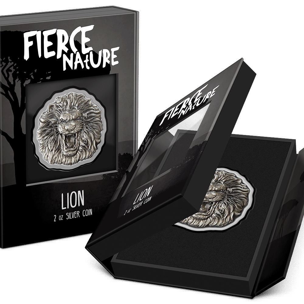 (W160.5.D.2022.30-01288) 5 $ Niue 2022 2 oz Antique silver - Lion (packaging) (zoom)