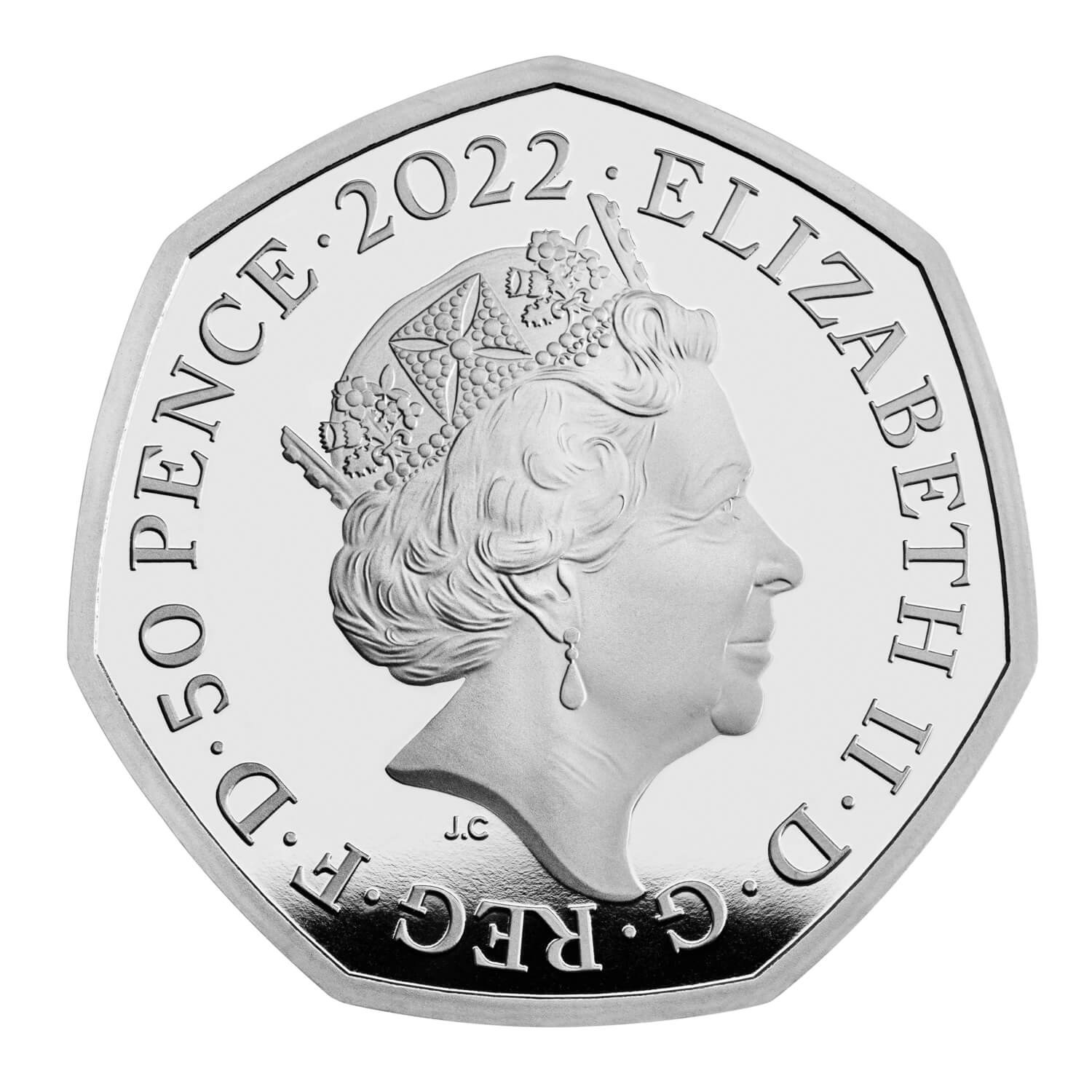 (W185.Piedfort.50.Pence.2022.UK22CGPF) Piedfort 50 Pence Birmingham Commonwealth Games 2022 - Proof silver Obverse (zoom)