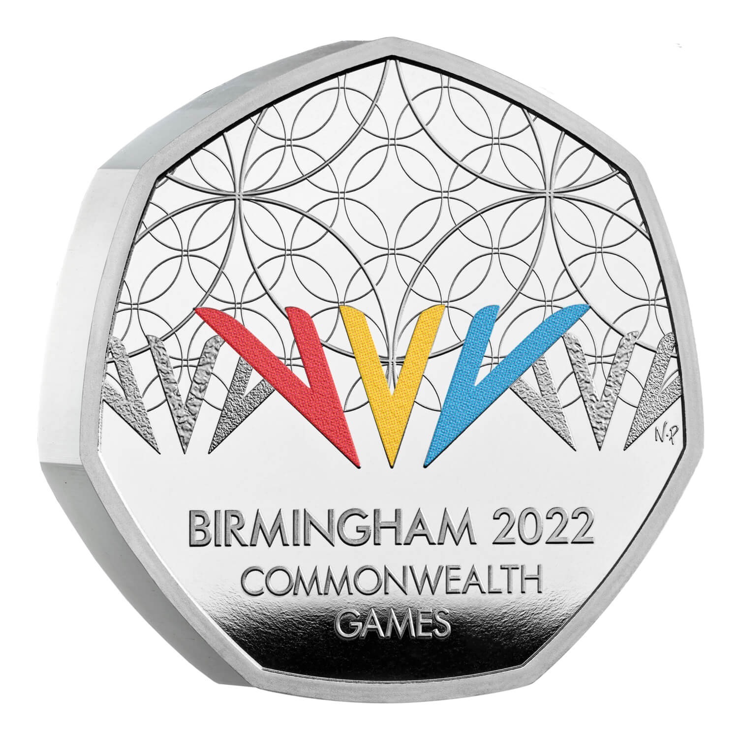 (W185.Piedfort.50.Pence.2022.UK22CGPF) Piedfort 50 Pence Birmingham Commonwealth Games 2022 - Proof silver Reverse (zoom)