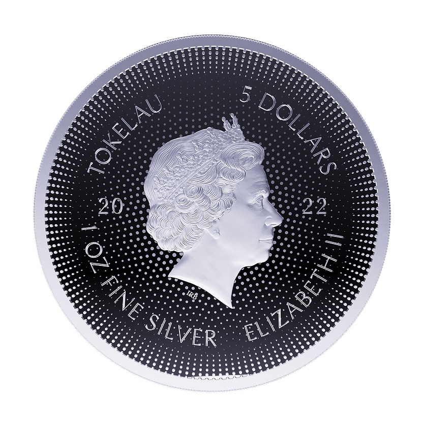 (W221.1.5.D.2022.1.oz.Ag.2) 5 Dollars Tokelau 2022 1 oz Proof silver - Icon (Marilyn Monroe) Obverse (zoom)