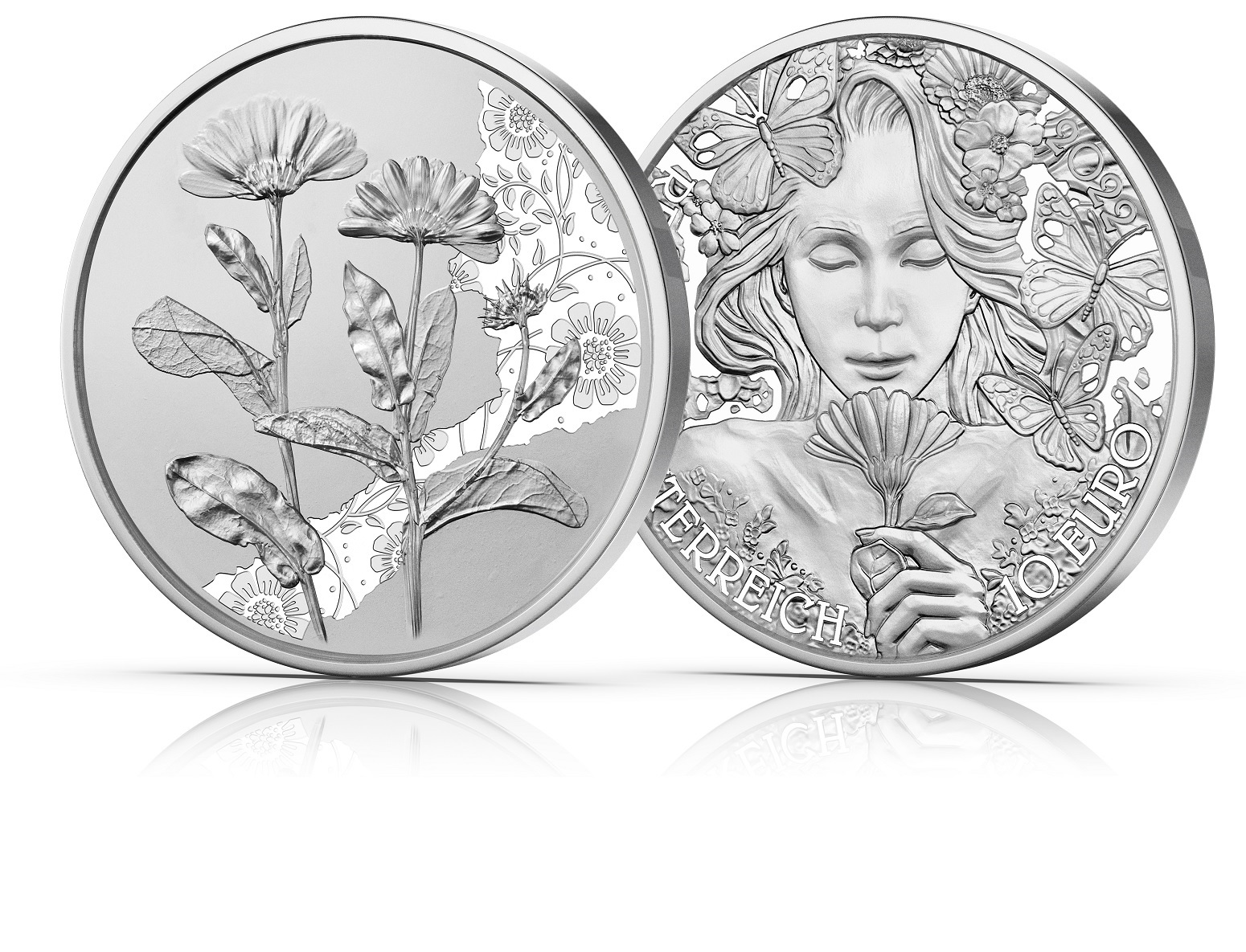 (EUR01.BU.2022.25626) 10 € Austria 2022 BU silver - Marigold (zoom)